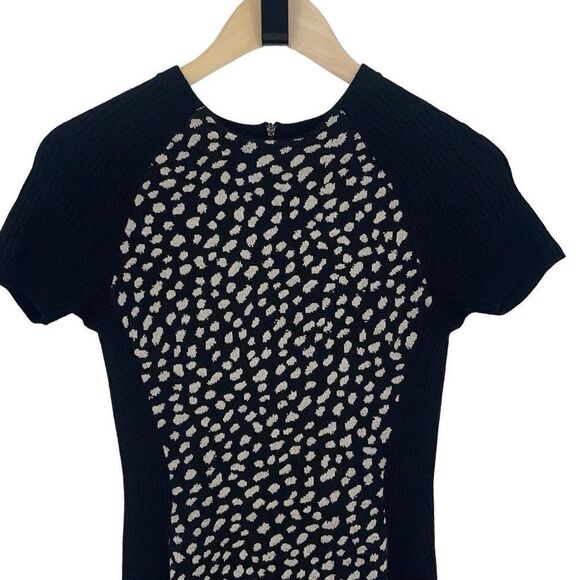 Tory Burch Womens Pony Dot Merino Wool Leopard Gemma Sweater Dress Black Size XS - Picture 4 of 11